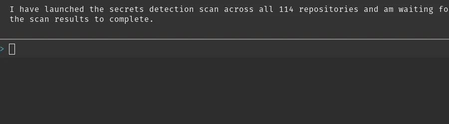 Gemini Antigravity running a security analysis across a large collection of local Git repositories.