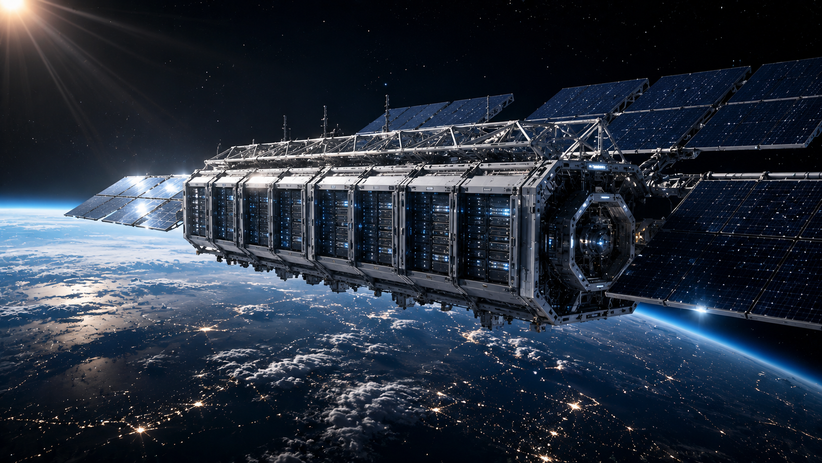 A solar-powered orbital data center above Earth